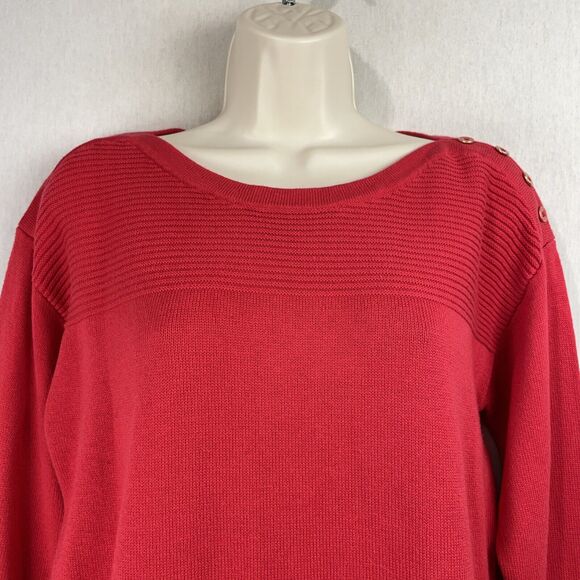 Talbots Tunic Top Sweater Size Small Solid Red Long Sleeve Christmas Holiday - Picture 2 of 10